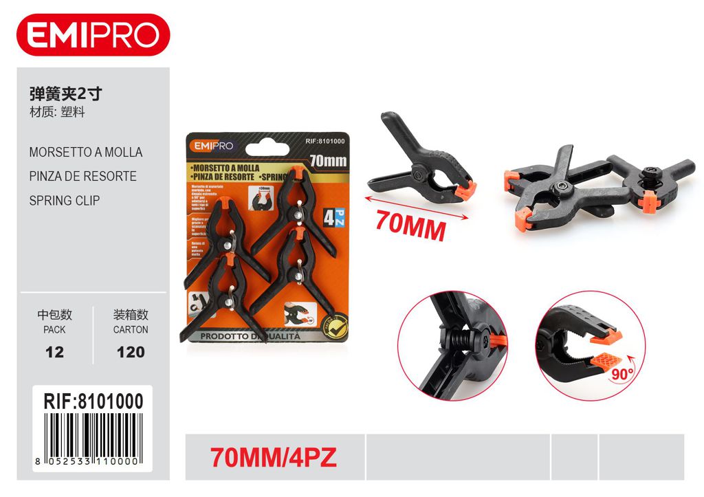 Morsetto A Molla 70mm 4Pz