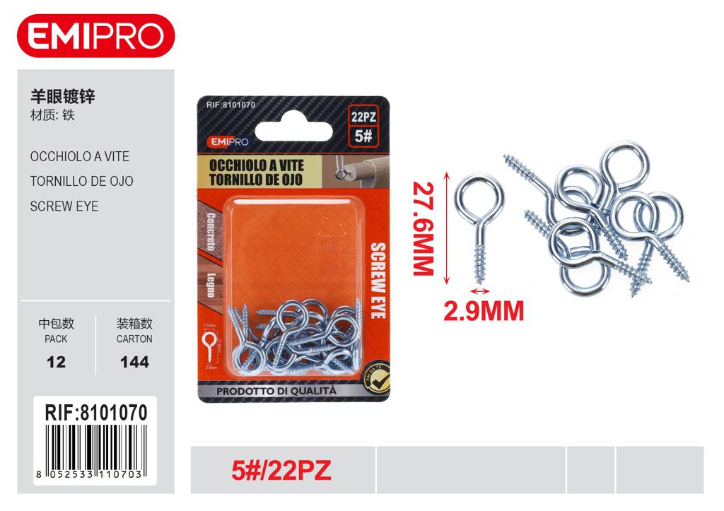 Occhiolo A vite 5# 22Pcs