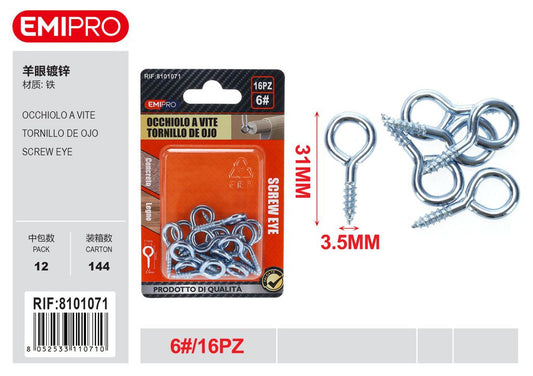 Occhiolo A vite 6# 16Pcs