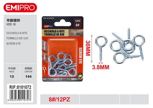 Occhiolo A vite 8# 12Pcs