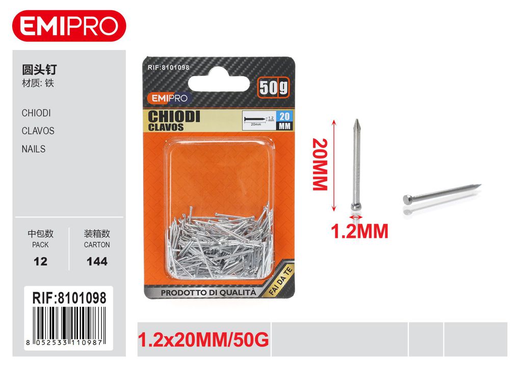 Chiodi 1.2*20mm 50G