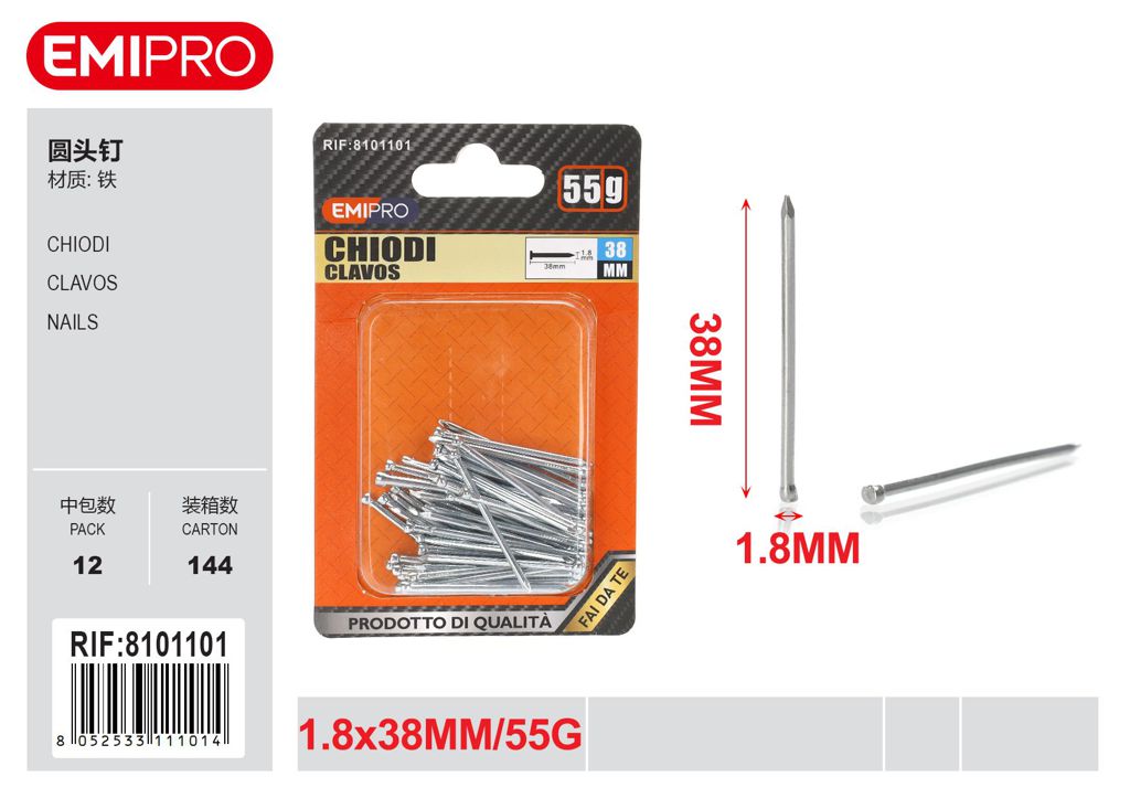 Chiodi 1.8*38mm 55G