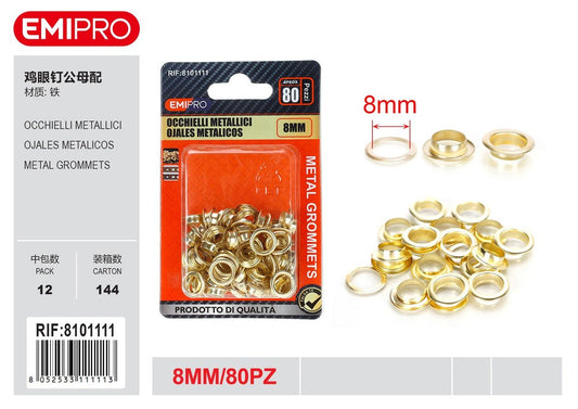 Occhielli Metallici 8mm 80Pcs