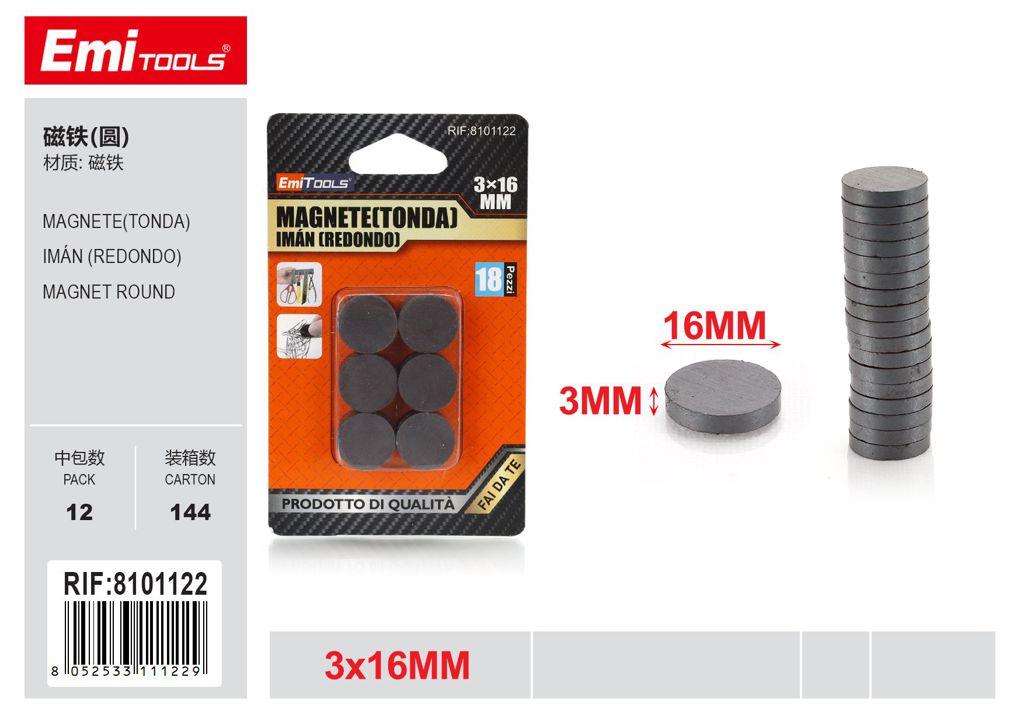 Magnete Tonda 3*16mm 18Pcs