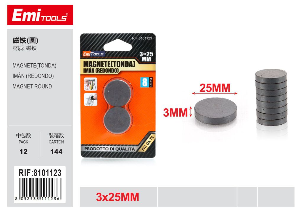 Magnete Tonda 3*25mm 8Pcs
