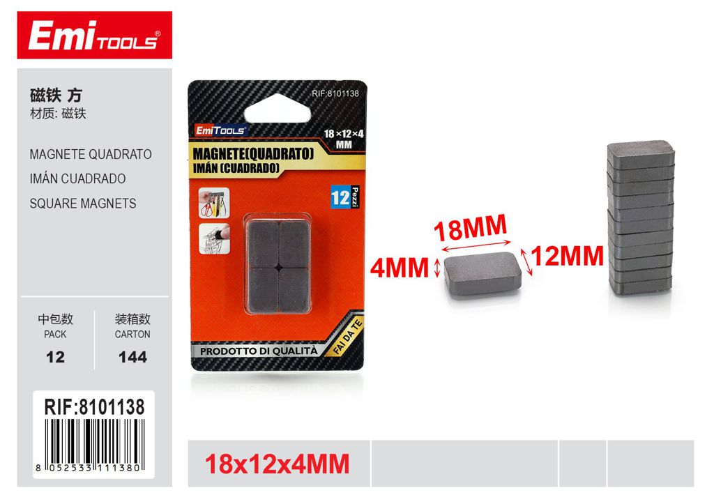 Magnete Quadrato 18*12*4mm 12Pcs