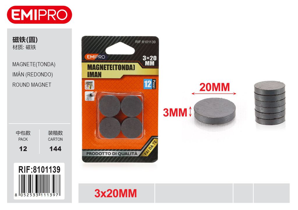 Magnete Tonda 3*20mm 12Pcs