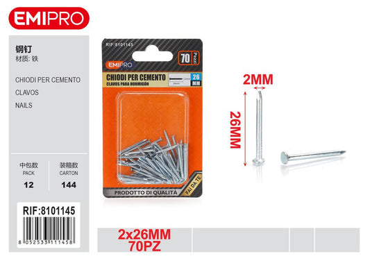 Chiodi Per Cemento 2*26mm 70Pcs
