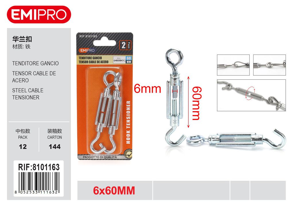 Tenditore Gancio 6*60mm 2Pcs