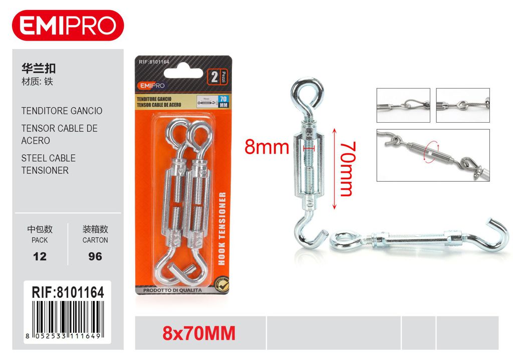 Tenditore Gancio 8*70mm 2Pcs