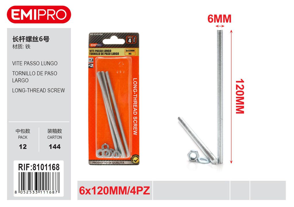 vite Passo Lungo 12cm 4Pcs