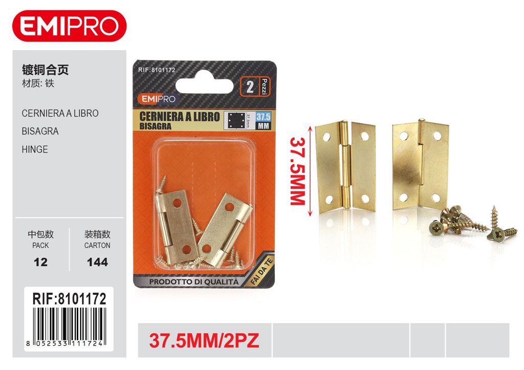 Cerniera A Libro 37.5mm 2Pcs