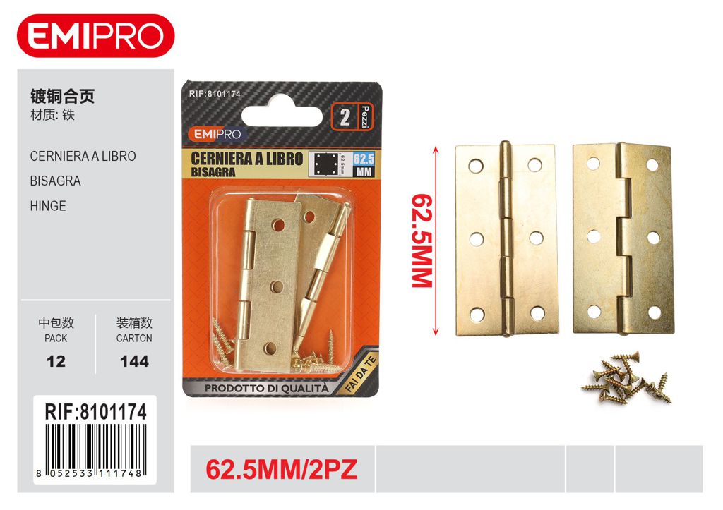 Cerniera A Libro 62.5mm 2Pcs