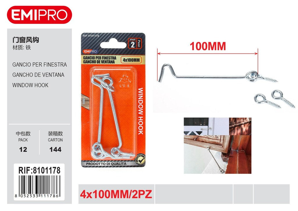 Gancio Per Finestra 4*100mm 2Pcs
