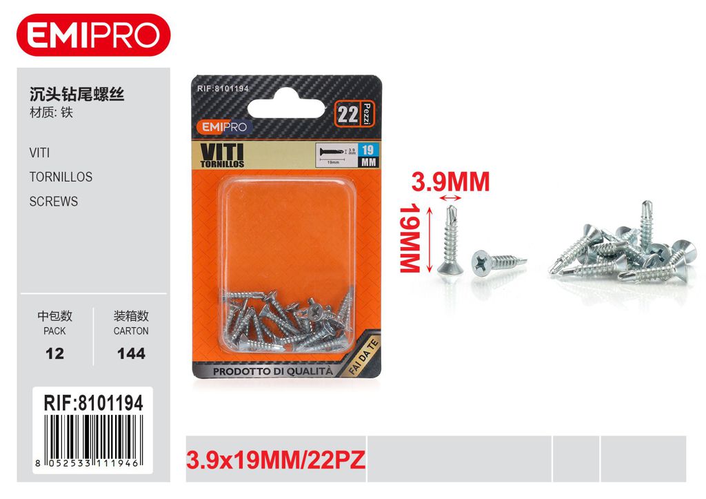 viti 3.9*19mm 22Pcs