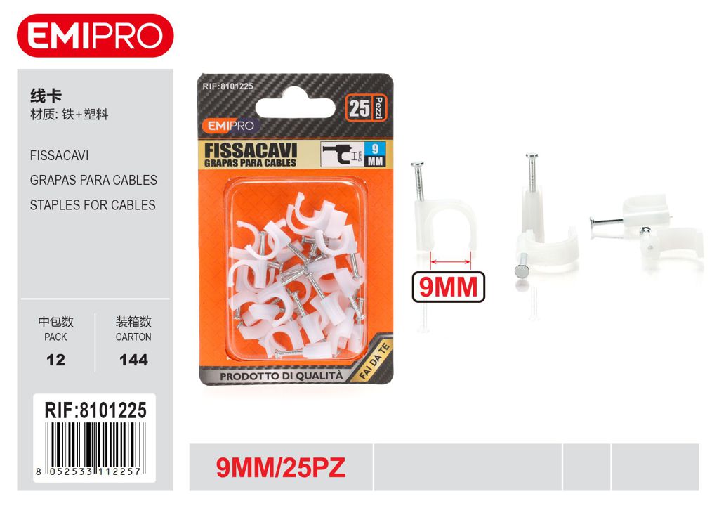Fissacavi 9mm 25Pcs