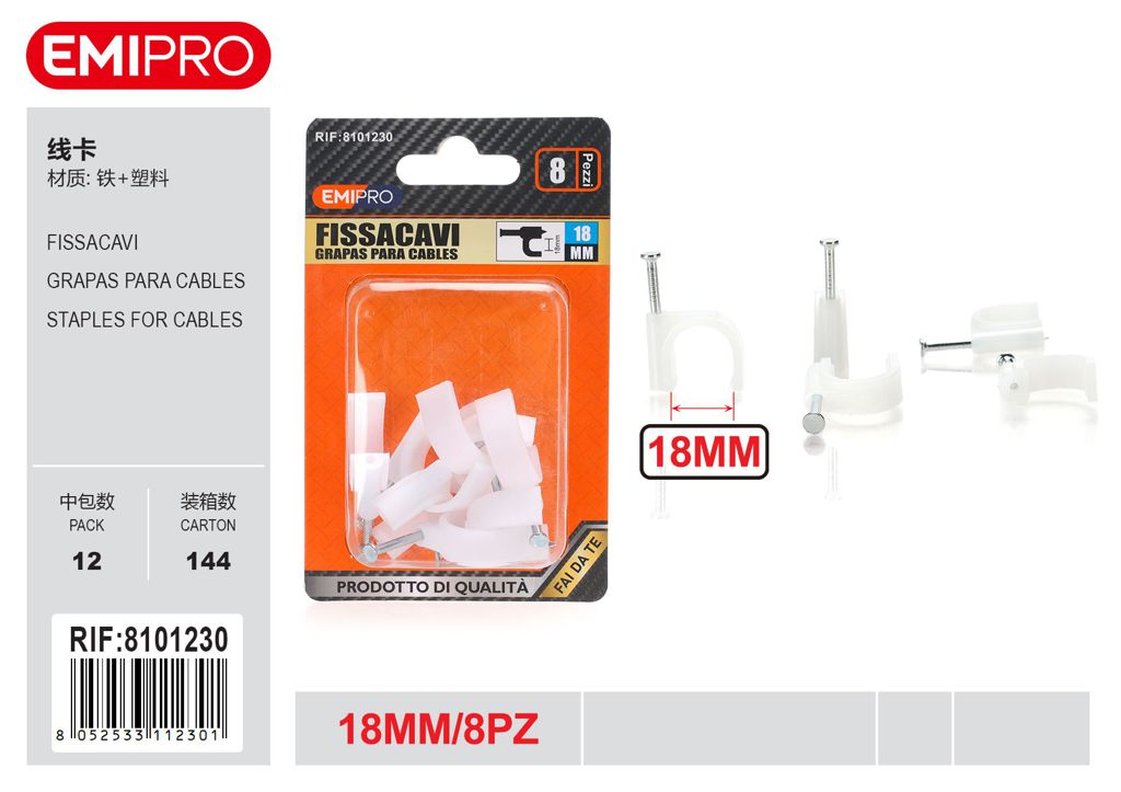 Fissacavi 18mm 8Pcs