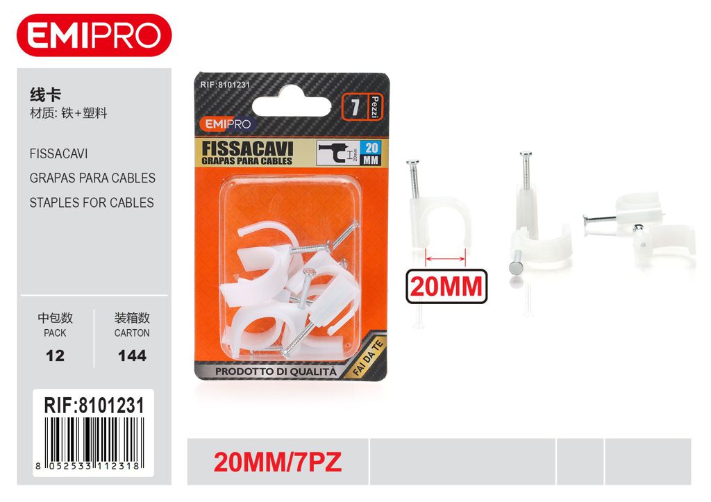 Fissacavi 20mm 7Pcs