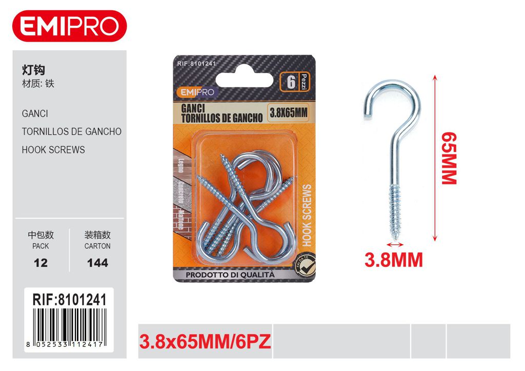 Ganci 3.8*65mm 6Pz