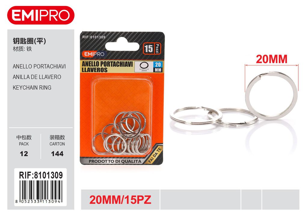 Anello Portachiavi 20mm 15Pz