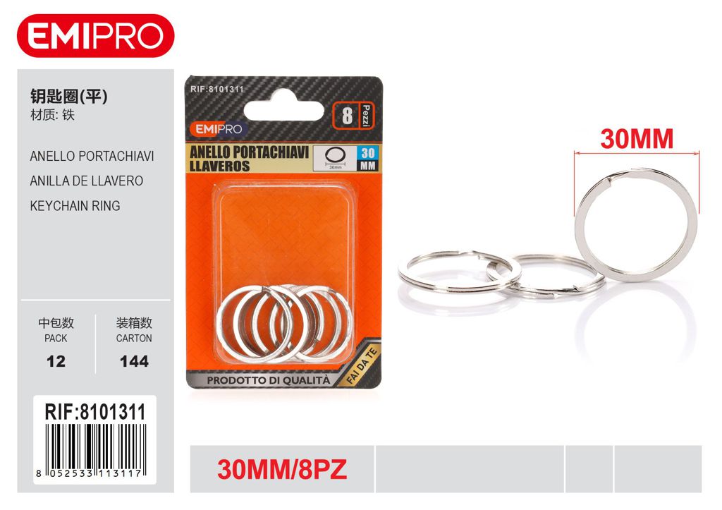 Anello Portachiavi 30mm 8Pcs