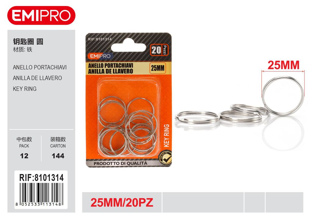 Anello Portachiavi 25mm 20Pz