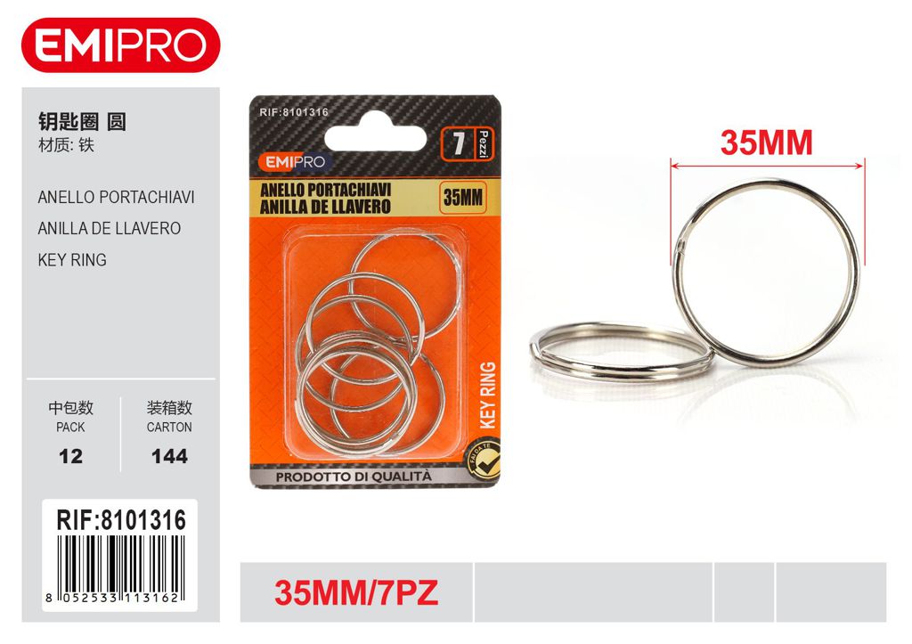 Anello Portachiavi 35mm 7Pcs