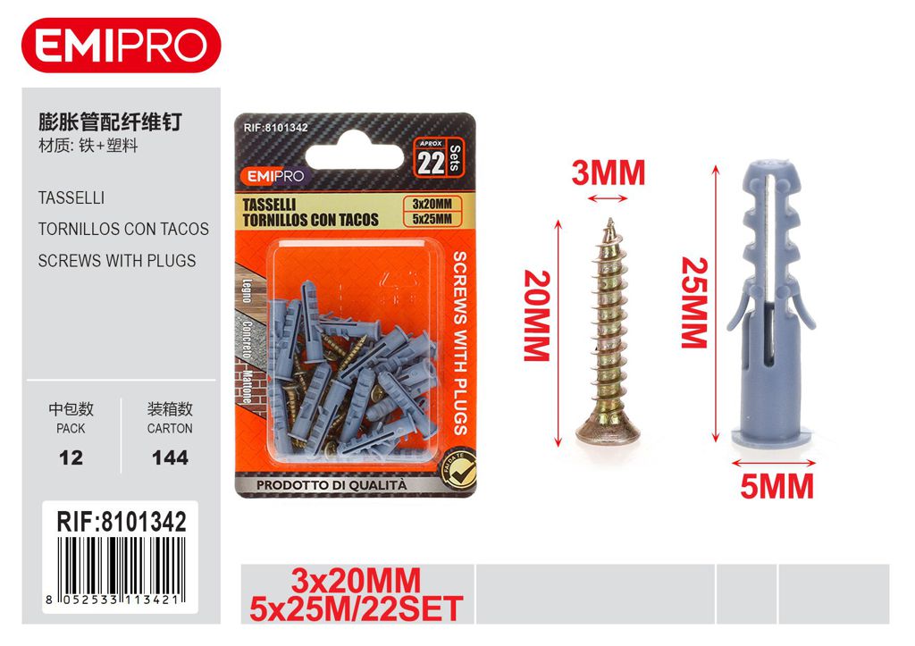 Tasselli 3*20mm E5 22Pcs