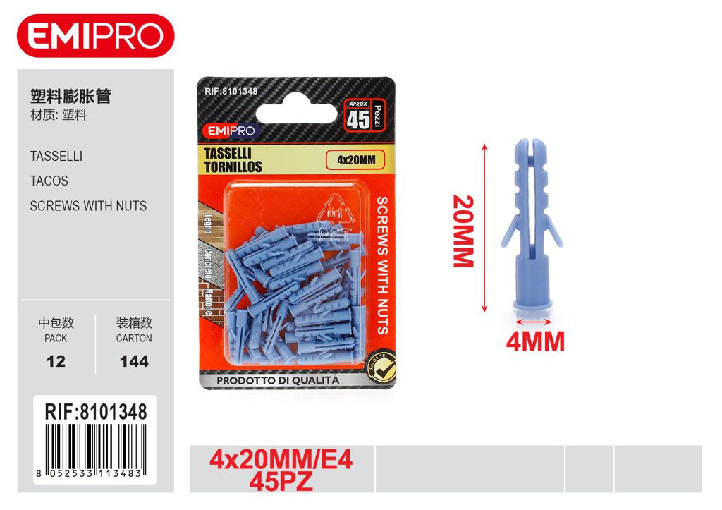 Tasselli 4*20mm E4 45Pcs