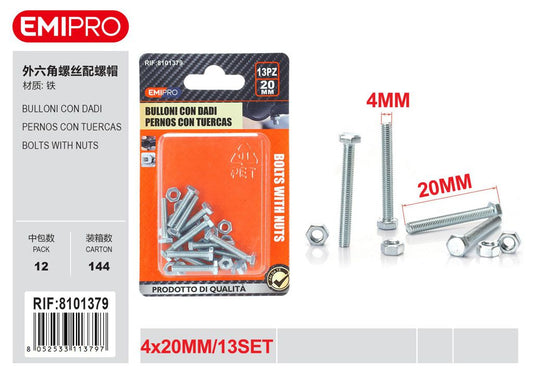 Bulloni Con Dadi 4*20mm 4mm 13Set