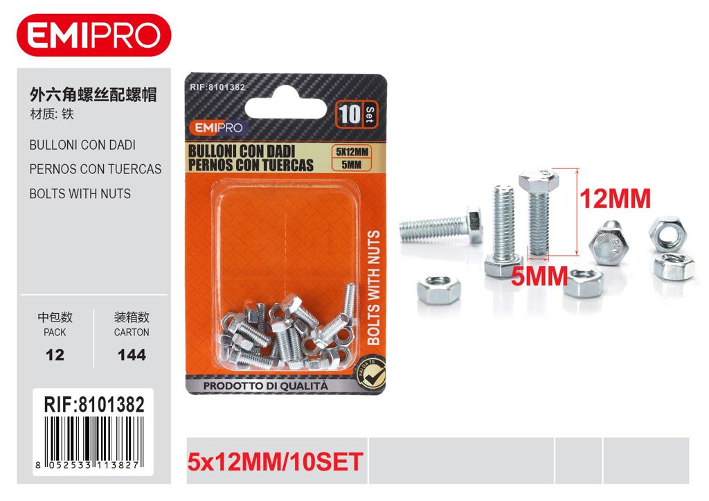 Bulloni Con Dadi 5*12mm 5mm 10Set