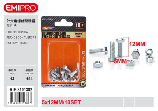 Bulloni Con Dadi 5*12mm 5mm 10Set