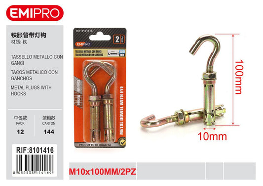 Tassello Metallo Con Ganci 10*100mm 2Pz
