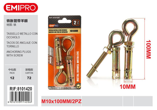Tassello Metallo Con Occhiolo M10*100mm 2Pcs