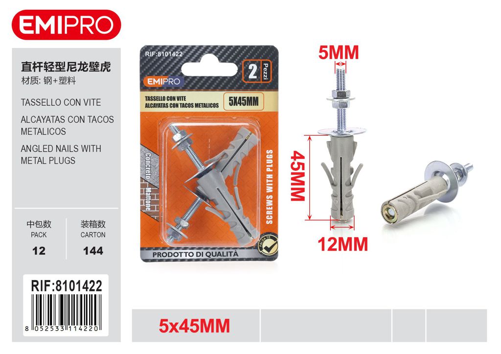 Tassello Con vite 5.5*45mm 2Pz