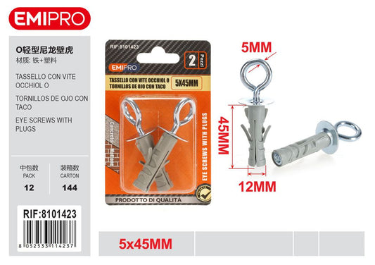 Tassello Con vite Occhiol O 5*45mm 2Pcs