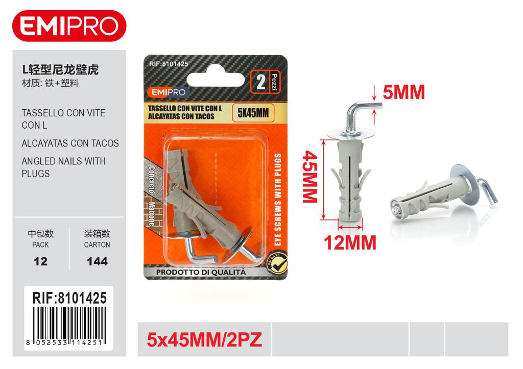 Tassello Con vite Con L 5*45mm 2Pz