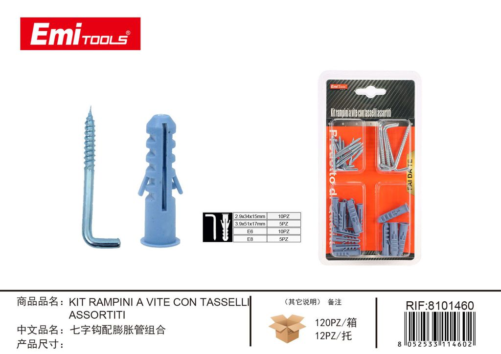 Kit Rampini A vite Con Tasselli Assortiti