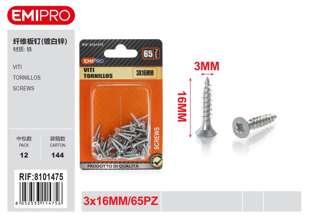 viti 3*16mm 65Pcs