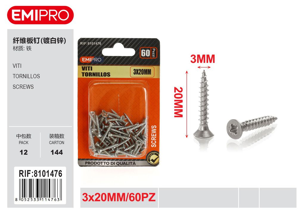 viti 3*20mm 60Pcs