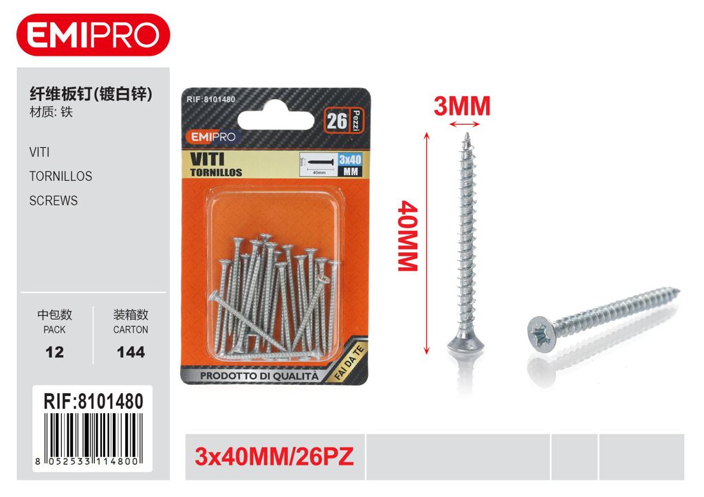 viti 3*40mm 26Pz