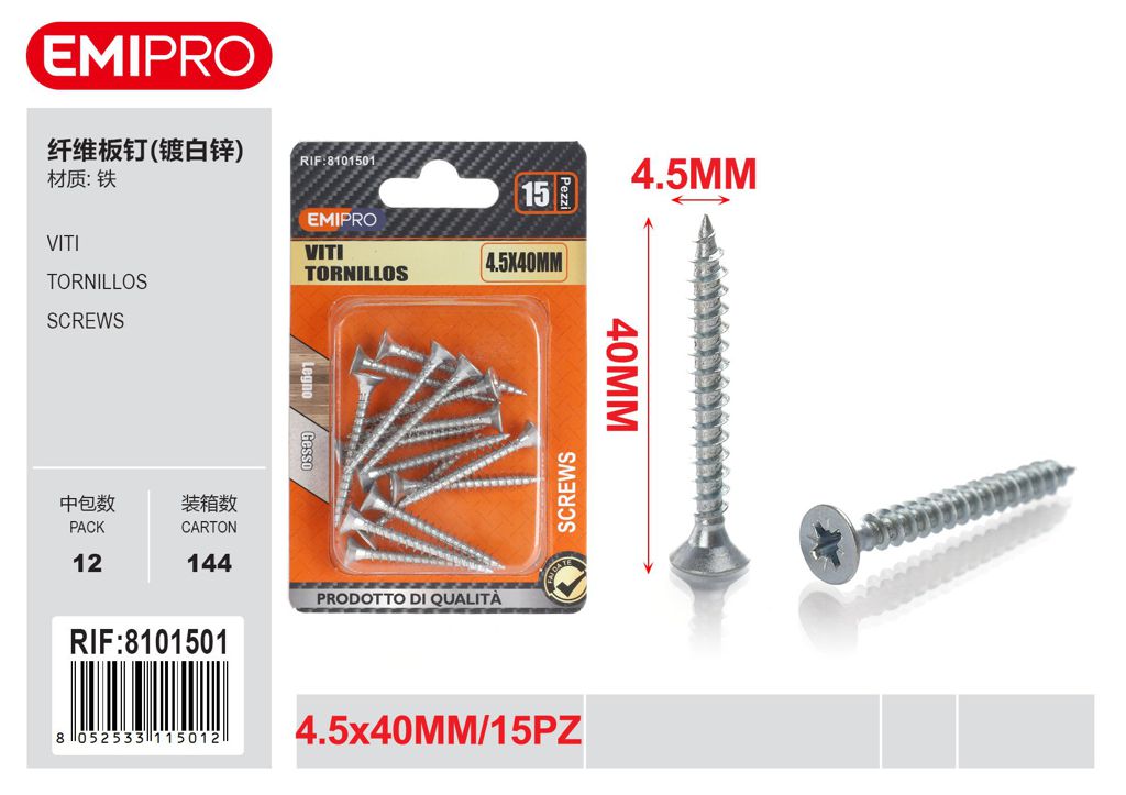 viti 4.5*40mm 15Pcs