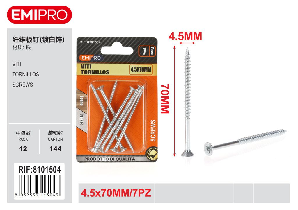viti 4.5*70mm 7Pcs