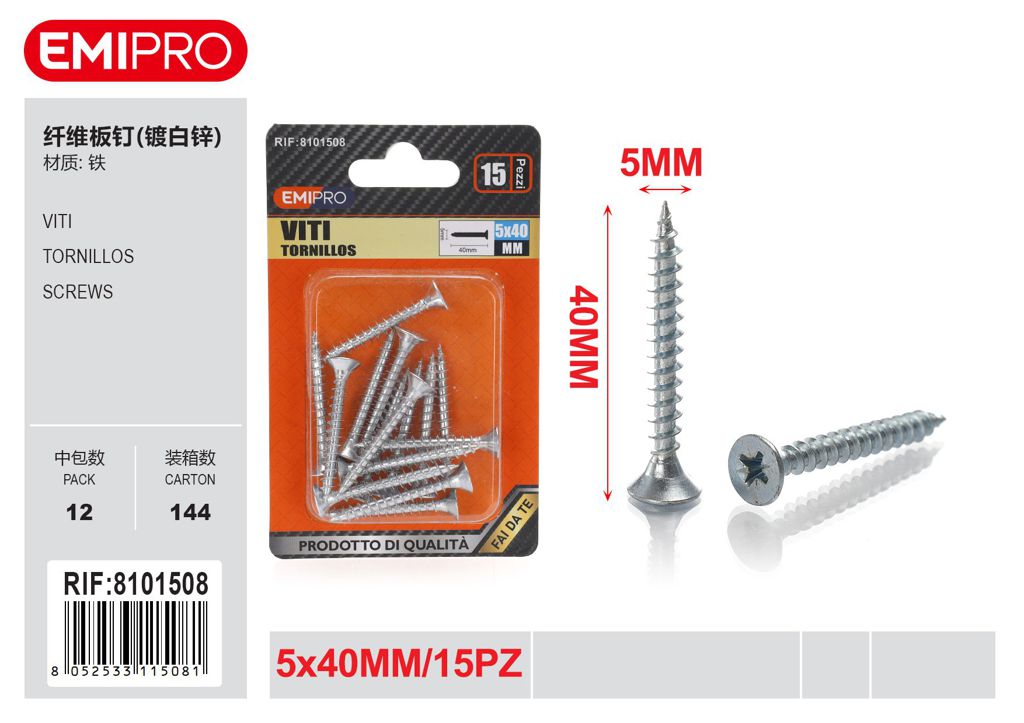viti 5*40mm 15Pcs