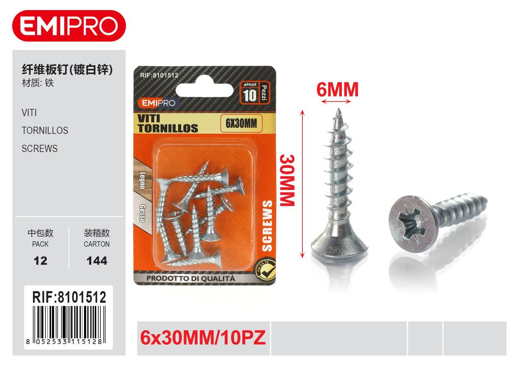 viti 6*30mm 10Pcs