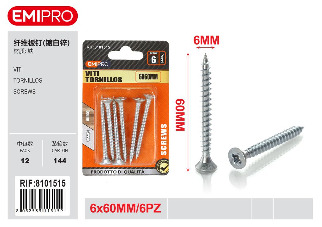 viti 6*60mm 6Pcs