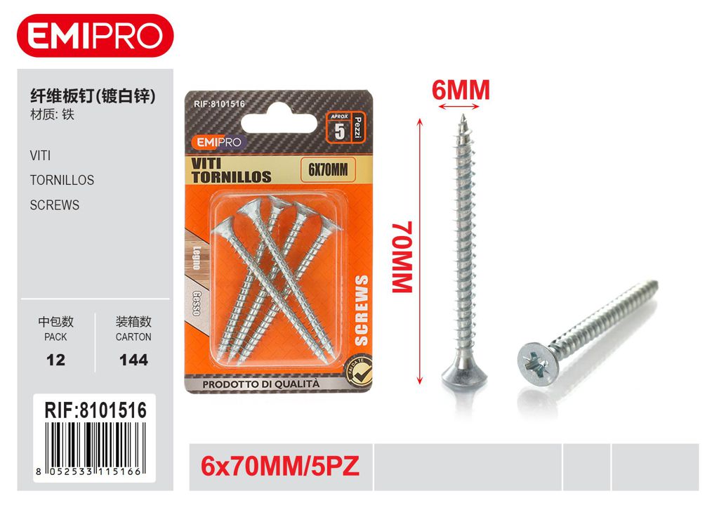 viti 6*70mm 5Pcs