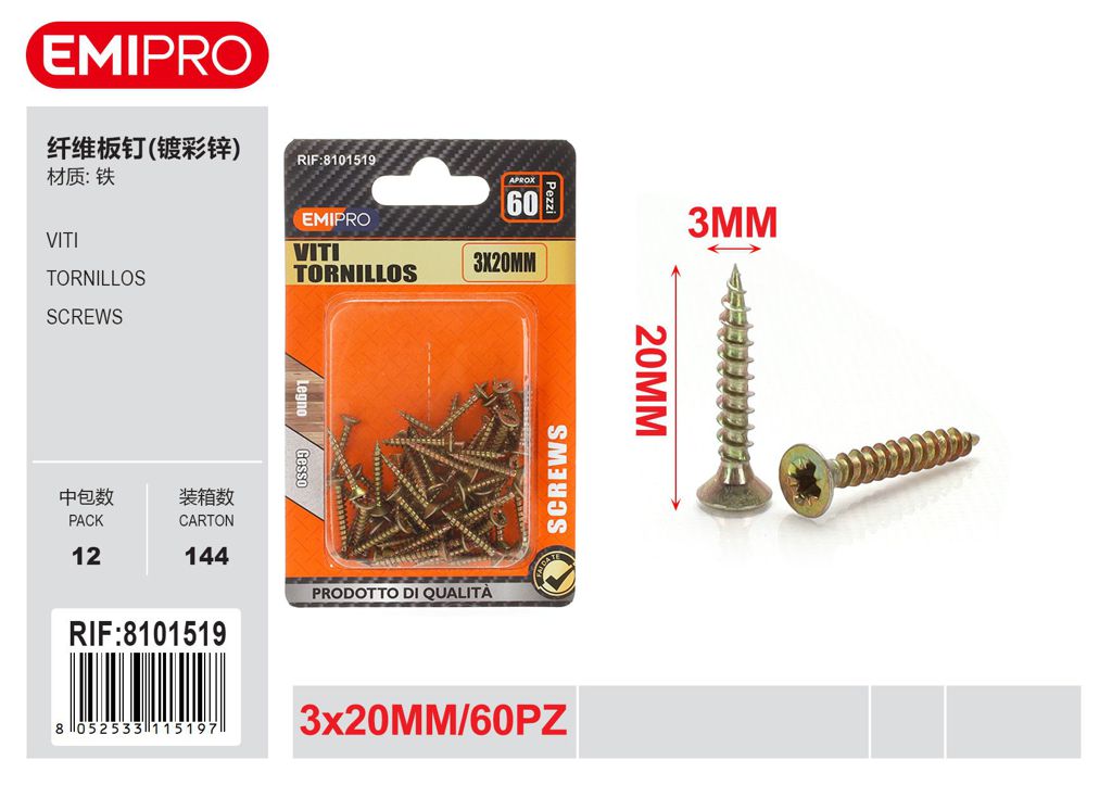viti 3*20mm 60Pcs
