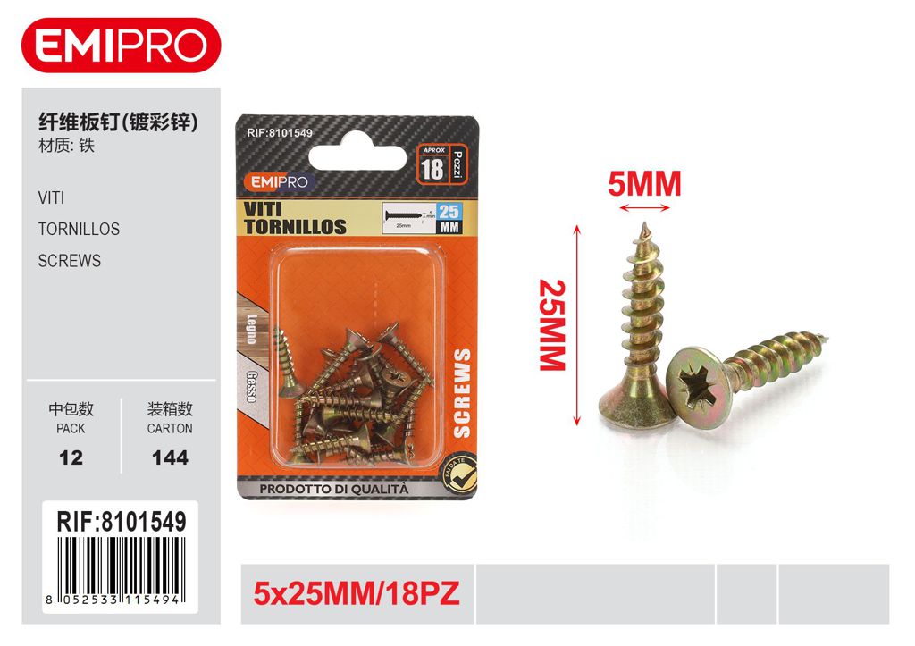 viti 5*25mm 18Pcs