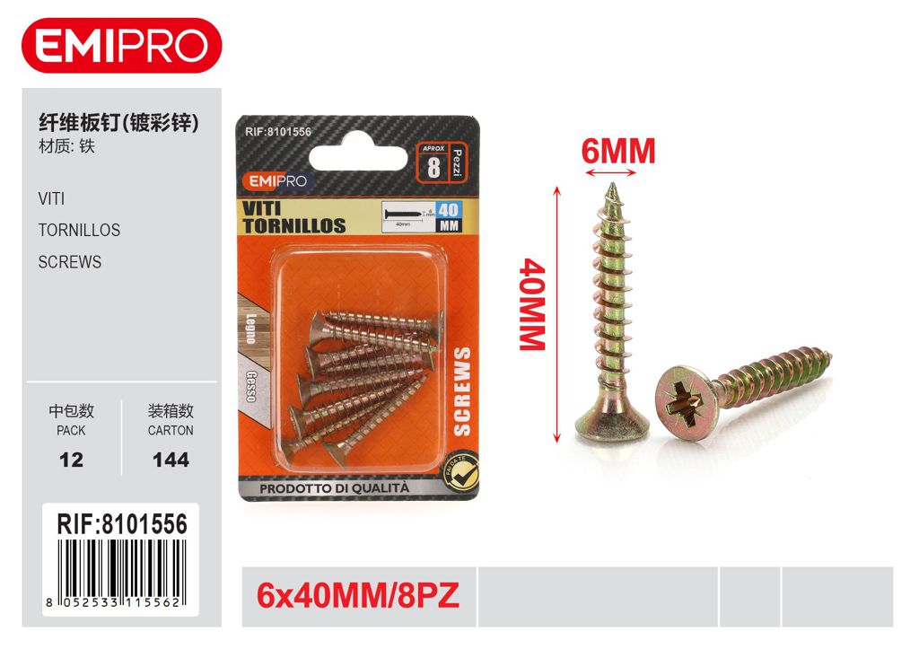 viti 6*40mm 8Pcs